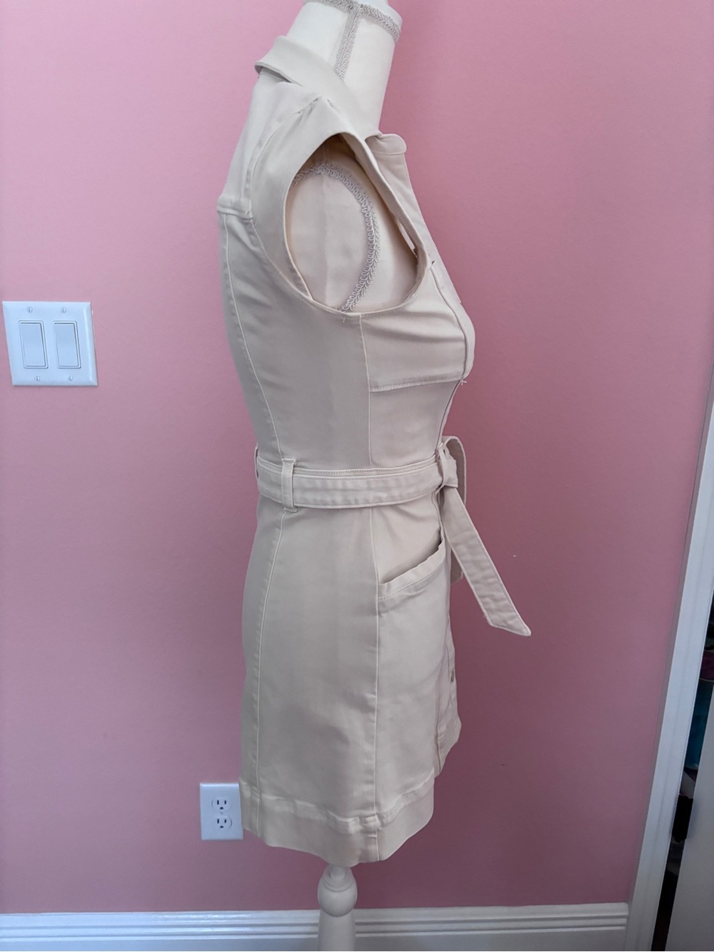 PAIGE Jaxsyn Cream denim Shirt-Style Mini Dress - Picture 5 of 8